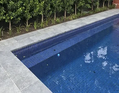 Pearl Grey Drop Face Pool Coping Tiles grey tiles dark tiles black tiles