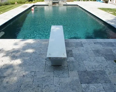 Silver travertine French pattern tiles and pavers silver tiles